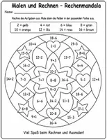 Vorschau - Mal- und Bastelvorlagen - Rechenmandala - Seite 1