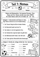 Vorschau - Arbeitsblätter - WM 2026 Wortarten 10 Aufgaben & Lösungsschlüssel Nomen, Verben, Adjektive Grundschule - Seite 1