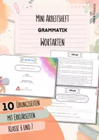 Vorschau - Arbeitsblätter - Wortarten | Mini-Arbeitsheft (inkl. Erklärseiten) | Klasse 6 und 7 | Heftchen - Deckblatt