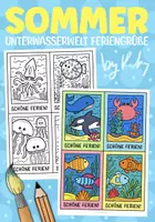 Vorschau - Arbeitsblätter - Unterwasserwelt Feriengrüße für das Schuljahresende & Sommerferien - Deckblatt