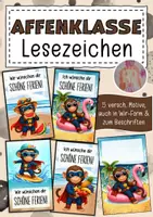 Vorschau - Anderer Materialtyp - Feriengrüße Affe Lesezeichen Sommer Affenklasse - Deckblatt