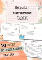 Vorschau - Arbeitsblätter - 10 Fehlertexte | inkl Checkliste & Lösungen | Deutsch 5./6. Klasse | Heftchen - Deckblatt