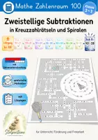 Vorschau - Arbeitsblätter - Zweistellige Subtraktionen in Kreuzzahlrätseln und Spiralen (± Lehrgang bis 100, Stufe 8c/8) - Deckblatt