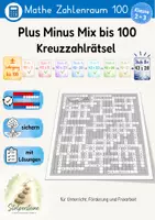 Vorschau - Unterrichtsreihen - Plus Minus Mix bis 100 Kreuzzahlrätsel (± Lehrgang bis 100, Stufe 8e/8) ZE ± ZE - Deckblatt