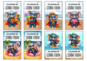 Vorschau - Anderer Materialtyp - Feriengrüße Elefant Elefantenklasse Lesezeichen Sommer - Seite 1