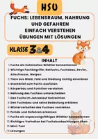 Vorschau - Arbeitsblätter - Fuchs: Lebensraum, Nahrung und Gefahren einfach verstehen Übungen mit Lösungen Klasse 3 & Klasse 4 - Deckblatt