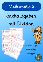 Vorschau - Arbeitsblätter - Sachaufgaben mit Division für Klasse 2 - Seite 1