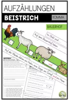 Vorschau - Arbeitsblätter - Beistrich bei Aufzählungen – Komma - Arbeitsblätter & handlungsorientierte Einführung | Deutsch Volksschule / Grundschule - Deckblatt
