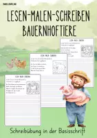 Vorschau - Arbeitsblätter - Bauernhoftiere - Lesen, malen und schreiben 2.Klasse - Deckblatt