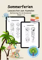 Vorschau - Arbeitsblätter - 🌴📚Lesezeichen zum Ausmalen | Lesezeichen für die Sommerferien | Feriengeschenk | Leseförderung | Leseanreiz Sommerferien | Ferienmaterial | Sommergeschenk | Deutsch | DaZ | DaF | Lesen | - Deckblatt