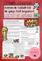 Vorschau - Arbeitsblätter - DEUTSCH - Text zur Fußball-WM - Leseverstehen mit Aufgaben - Deckblatt