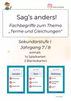 Vorschau - Spiele - Sag's anders! – Fachbegriffe zu Termen und Gleichungen spielerisch wiederholen (Kl. 7/8) - Deckblatt