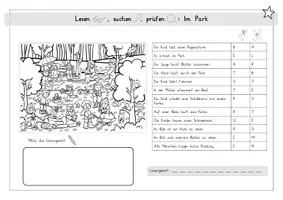 Vorschau - Arbeitsblätter - Herbst im Park: Lesen, suchen, prüfen (Wimmelbild & Leseförderung) - Deutsch - Kl. 2 - Seite 2