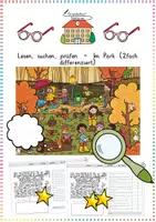 Vorschau - Arbeitsblätter - Herbst im Park: Lesen, suchen, prüfen (Wimmelbild & Leseförderung) - Deutsch - Kl. 2 - Deckblatt