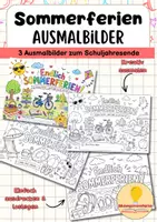 Vorschau - Mal- und Bastelvorlagen - Sommerferien-Ausmalbilder für die Grundschule - Deckblatt