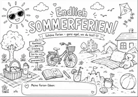 Vorschau - Mal- und Bastelvorlagen - Sommerferien-Ausmalbilder für die Grundschule - Seite 3