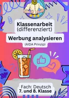 Vorschau - Fördermaterial/Inklusion - Werbung Klasse 7 | Klassenarbeit - Deckblatt