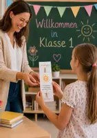 Vorschau - Mal- und Bastelvorlagen - Willkommensgeschenk 1. Klasse | Schulanfang Geschenk Einschulung Grundschule | Begrüßungsgeschenk Schuljahresstart - Seite 1
