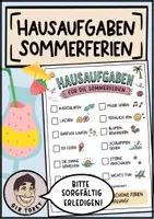 Vorschau - Arbeitsblätter - Hausaufgaben Sommerferien - Deckblatt