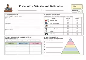 Vorschau - Klassenarbeiten - Wünsche und Bedürfnisse | Klassenarbeit | Mit Lösungen - Seite 1