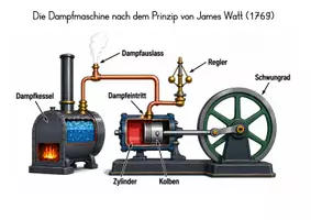 Vorschau - Arbeitsblätter - Industrialisierung: Die Dampfmaschine einfach erklärt – Aufbau, Funktion & Lösung - Seite 1