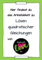 Vorschau - Arbeitsblätter - Lösen quadratischer Gleichungen - Deckblatt