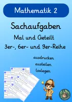 Vorschau - Arbeitsblätter - Sachaufgaben Mal und Geteilt 3er-, 6er- und 9er-Reihe - Deckblatt