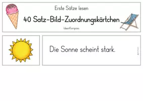 Vorschau - Stationenlernen - 40 erste Sätze lesen - Satz-Bild-Zuordnung - Seite 1