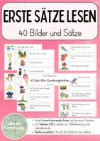 Vorschau - Stationenlernen - 40 erste Sätze lesen - Satz-Bild-Zuordnung - Deckblatt