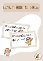 Vorschau - Anderer Materialtyp - Hausigutscheine Faultierklasse - Deckblatt