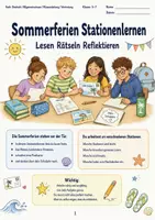Vorschau - Spiele - Sommerferien Stationenlernen Lesen Rätseln Reflektieren Klasse 5 bis 7 - Deckblatt