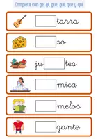Vista previa - Tarjetas / Manipulativos - LETRAS GE, GI, GUE, GUI, QUE Y QUI - página 1