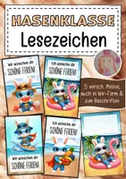 Vorschau - Anderer Materialtyp - Feriengrüße Hase Hasenklasse Lesezeichen Sommer - Deckblatt