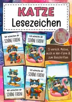 Vorschau - Anderer Materialtyp - Feriengrüße Katze Katzenklasse Lesezeichen Sommer - Deckblatt