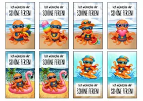 Vorschau - Anderer Materialtyp - Feriengrüße Oktopusklasse Lesezeichen Sommer - Seite 1