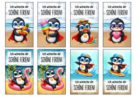 Vorschau - Anderer Materialtyp - Feriengrüße Pinguinklasse Lesezeichen Sommer - Seite 1