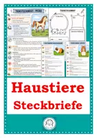Vorschau - Arbeitsblätter - Haustiere. Kartei. Steckbriefe - Deckblatt