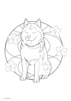 Vorschau - Mal- und Bastelvorlagen - Husky-Mandala zum Ausmalen – Kostenloses Ausmalbild für Hundefans 🐺 - Seite 1