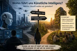Vorschau - selbst erstellte Cliparts/Grafiken - Abbildung KI: Welchen Weg nehmen? Ethik Religion Philosophie - Deckblatt