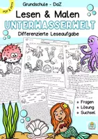 Vorschau - Arbeitsblätter - Lesen, Verstehen und Malen Leseübung Sommer, Leseverstehen Klasse 2, 3, 4, DaZ - Deckblatt