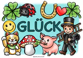 Vorschau - Spiele - Bildkarten & Plakat "Glückssymbole" / Tafelmaterial Glück - Seite 1