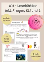 Vorschau - Arbeitsblätter - WM 2026 Leseblätter Klasse 1/2. 2-fach differenziert - Deckblatt
