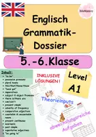 Vorschau - Arbeitsblätter - Englisch Grammatik A1 komplett – 18 Grammatikthemen mit Theorie, Übungen, Arbeitsblätter & Lösungen | 5.–6. Klasse 🇬🇧 - Deckblatt