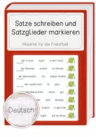 Vorschau - Aufgabenkarten - Sätze schreiben und Satzglieder markieren (3-fach differenziert) - Deckblatt