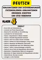Vorschau - Arbeitsblätter - Konjunktionen und Satzverbindungen Stationenlernen-Konjunktionen erkennen, einsetzen und Sätze verbinden Klasse 4 - Deckblatt