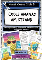 Vorschau - Unterrichtsreihen - Coole Ananas am Strand - Sommerliches Kunstprojekt für die Klassen 2–5 - Deckblatt