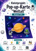 Vorschau - Unterrichtsreihen - Pop-up-Karte Weltall (Kunst | 5./6. Klasse) - Deckblatt