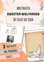 Vorschau - Arbeitsblätter - Flucht der Juden | 2 Arbeitsblätter mit abwechslungsreichen Aufgaben | inkl. Merkeintrag | Zweiter Weltkrieg | Klasse 8 - Deckblatt