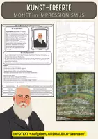 Vorschau - Arbeitsblätter - Kunst kostenlos: Impressionismus & Claude Monet / Infotext & Ausmalbild - Deckblatt