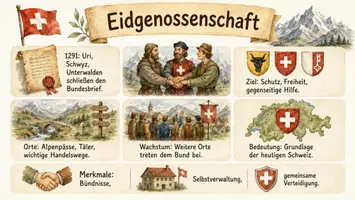 Vorschau - Arbeitsblätter - Arbeitsblatt "Eidgenossenschaft" + Onlineübung & MP3 + Infografik - Seite 2
